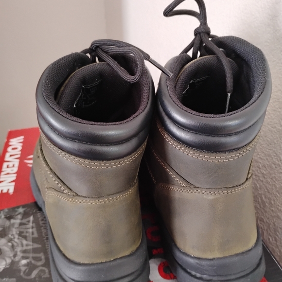 Wolverine Men\'s Olive Brown Leather Moc Toe Work Boots Sz 9.5